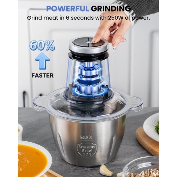 10 Cup Food Processor with 600W Motor, Stainless Steel Electric Meat Grinder for Kitchen Vegetables and  Food