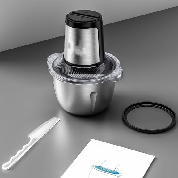 Food Processor Small, 6 Cup Food Chopper with Container, 1.5L 250W Electric Meat Grinder for Home Use, Stainless Steel Mini Food Processor for Kitchen, Vegetable, Onion, Garlic, Salad