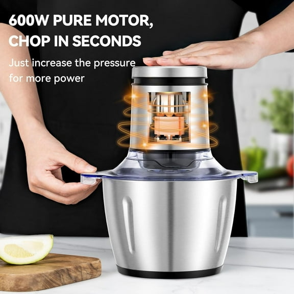 Food Processor Small, 8 Cup Food Chopper with Container, 2L 600W Electric Meat Grinder for Home Use