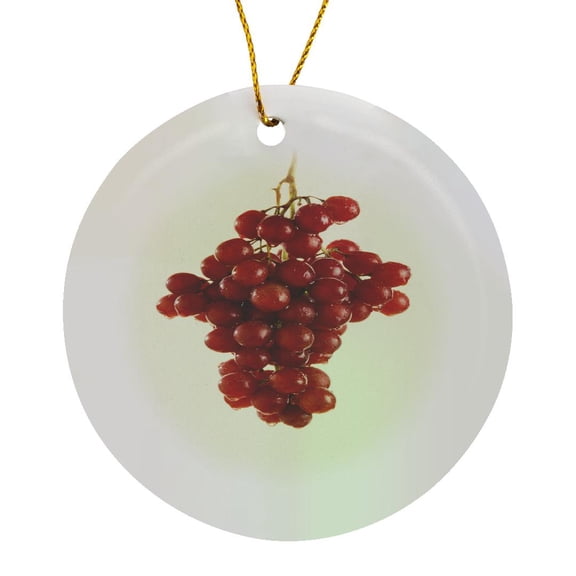 3drose, Food Red Grapes Fresh Grapevine, Circle Porcelain Ornament