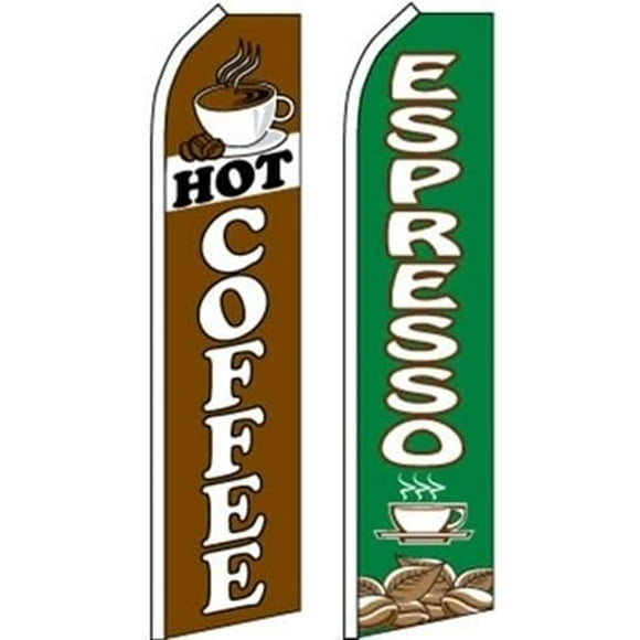 Food Restaurant Swooper Flutter Feather Flags 2 Pack-Hot Coffee-Espresso