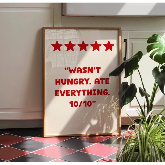Food Review Kitchen Poster 5 Star Diner Decor , Poster Print Only