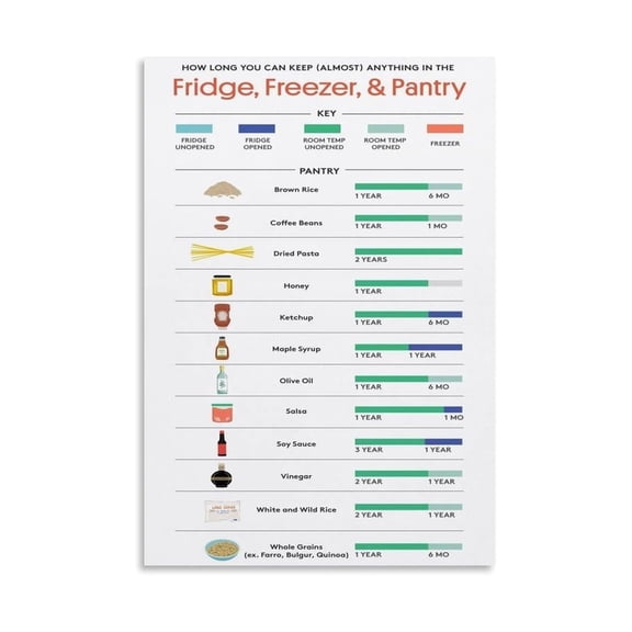 Food Safety Poster Cooking Temperature Chart and Storage Guide for Fridge Freezer Pantry with USDA FDA Guidelines Educational Wall Art for Kitchen Living Room Decor