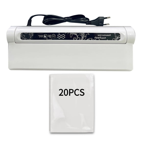 Food Saver Vacuum Sealer Machine, 75KPA Strong Suction, Dry/Wet Modes, 20 Vacuum Seal Bags for Food, Digital Countdown Timer, Compact Lightweight, Ideal for Home Kitchen Use