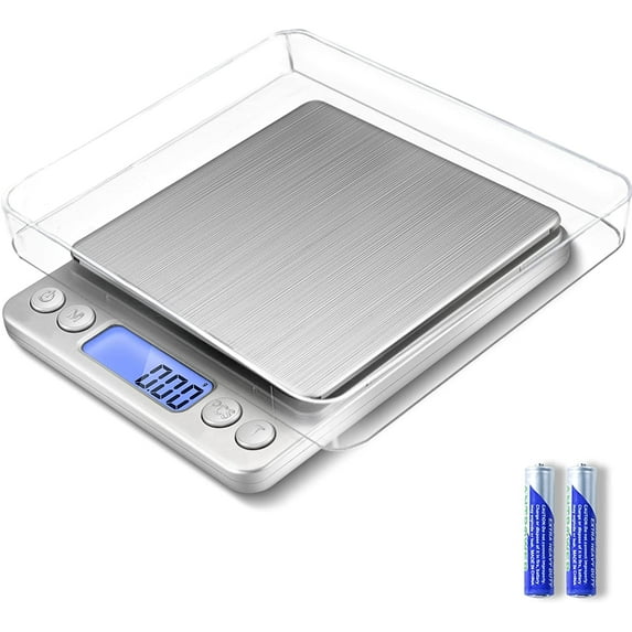 Food Scale, 0.001oz/0.01g Precise Digital Kitchen Scale Gram Scales Weight Food Coffee Scale Digital Scales for Cooking Baking Stainless Steel Back-lit LCD Display Pocket Small Scale, Silver