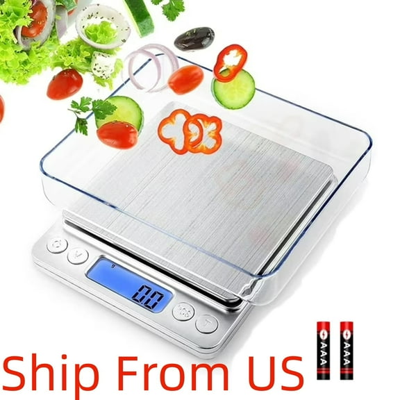 Digital Kitchen Scale, Food Scale, 500g x 0.01g Gram Scale, Cooking Food Scale with LCD Display, Small Pocket Scale with 2 Trays And Batteries