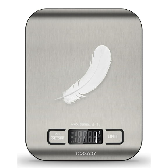 Food Scale, 11lb Digital Kitchen Scale with 6 Units LCD Display and Tare Function,Compact Design for Baking,Healthy Cooking,Meal Prep, 304 Stainless Steel