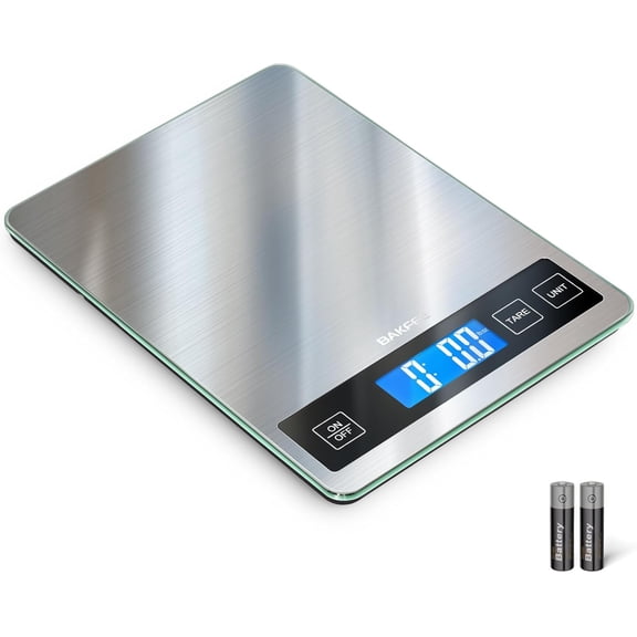 Food Scale, 33lb Digital Kitchen Scale with Stainless Steel & Tempered Glass, 1g / 0.05oz Precise Graduation, Waterproof and Sturdy Surface, for Cooking, Baking, Weight Loss, Meal Prep