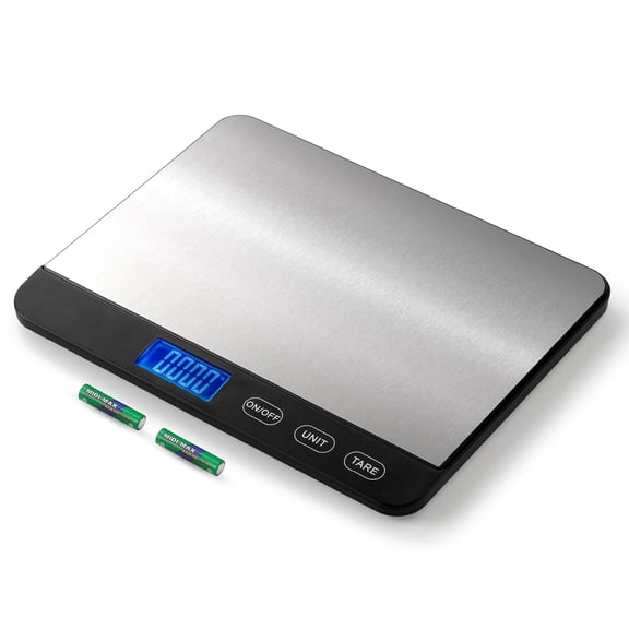 Food Scale 44lb/20kg, Extra-Large Platform Digital Kitchen Scale, 1g/0.1oz High Precision, Stainless Steel/Tempered Glass, Weight Grams and oz for Cooking Baking Meal Prep, 2 Batteries Included