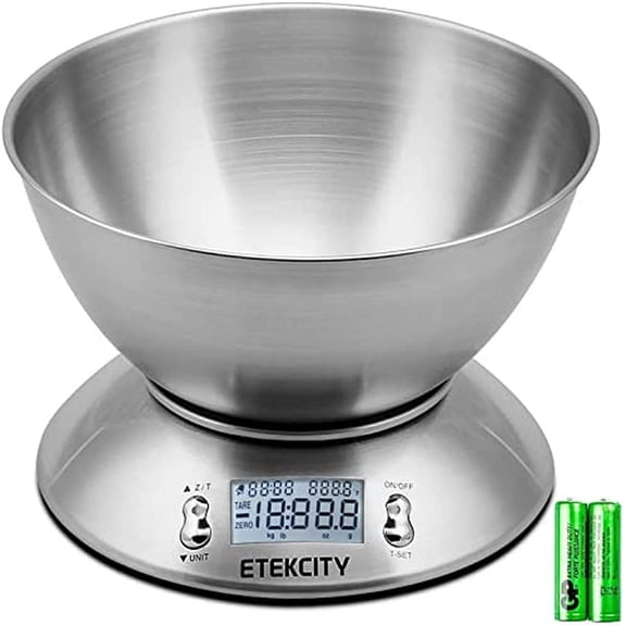 Digital Kitchen Scale with Removable Bowl, Timer & Temp Sensor for Cooking Baking