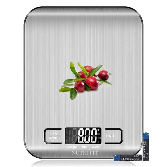 Food Scale, Kitchen Scales Digital Weight Food Grams and Ounces for Weight Loss Baking Cooking of , Max 11lb 1g Increment, Backlight LCD Smart Tare Stainless Steel, Easy to Use, AAA Battery
