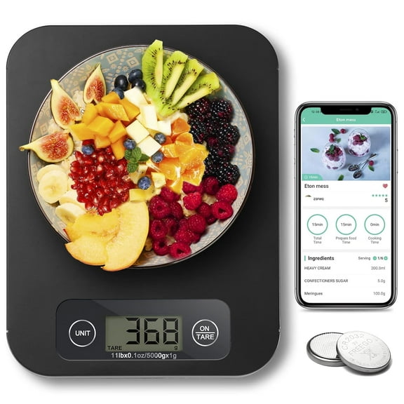 Food Scale with Nutritional Calculator, Digital Food Scales for Kitchen Scale Grams and Ounces, Smart Food Weight Scale for Weight Loss, 20 Nutrients Tracking, Diet, Calories, Meal Prep, 11lb