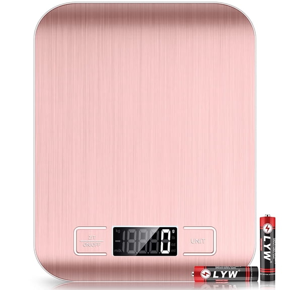 Food Scale Pink, 10kg/22lb Digital Kitchen Scale Weight Grams and Oz for Baking and Cooking, 1g/0.1oz Precise Graduation, Easy Clean Stainless Steel