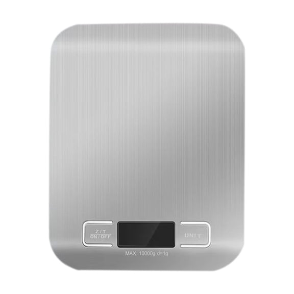 Food Scale Silver, 10kg/22lb Digital Kitchen Scale Weight Grams and Oz for Baking and Cooking, 1g/0.1oz Precise Graduation, Easy Clean Stainless Steel