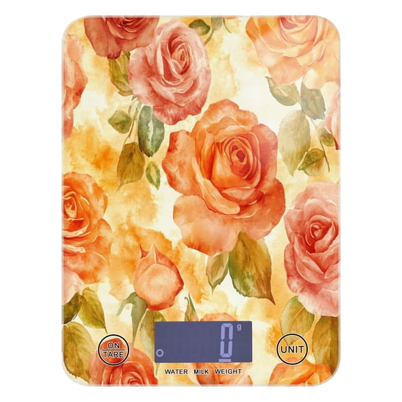 Food Scale Small Food Scale Kitchen Scale Kitchen Electronic Scale Multifunctional Digital Kitchen Scale Baking and Cooking Scale Cartoon Orange Roses Seamless