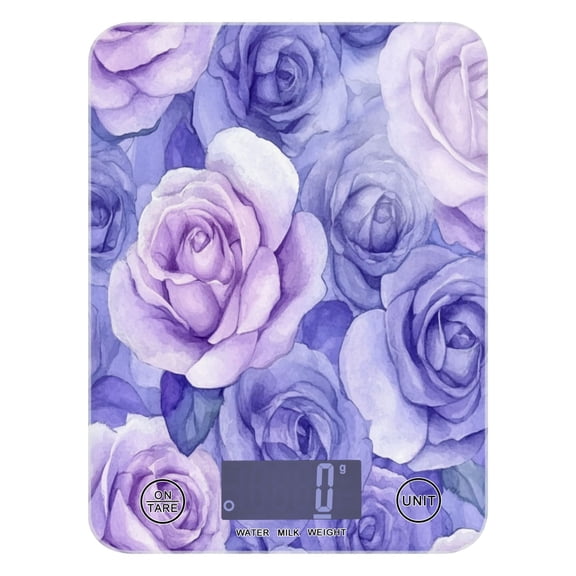 Food Scale Small Food Scale Kitchen Scale Kitchen Electronic Scale Multifunctional Digital Kitchen Scale Baking and Cooking Scale Cartoon Purple Roses Seamless