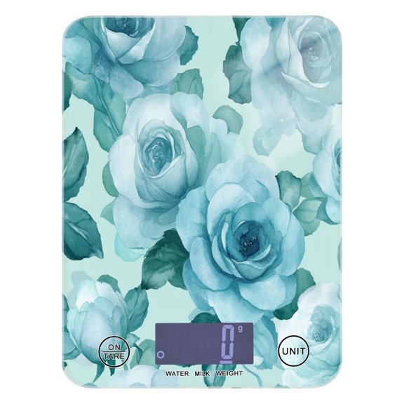 Food Scale Small Food Scale Kitchen Scale Kitchen Electronic Scale Multifunctional Digital Kitchen Scale Baking and Cooking Scale Cartoon Turquoise Roses Seamless