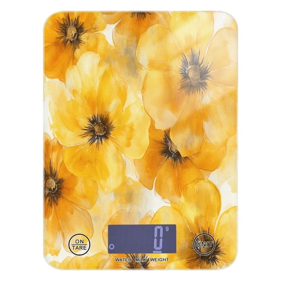 Food Scale Small Food Scale Kitchen Scale Kitchen Electronic Scale Multifunctional Digital Kitchen Scale Baking and Cooking Scale Cartoon Yellow Flowers Seamless