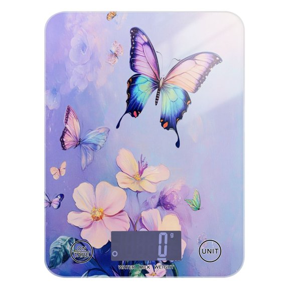 Food Scale Small Food Scale Kitchen Scale Kitchen Electronic Scale Multifunctional Digital Kitchen Scale Baking and Cooking Scale Light Purple Rainbow Butterfly