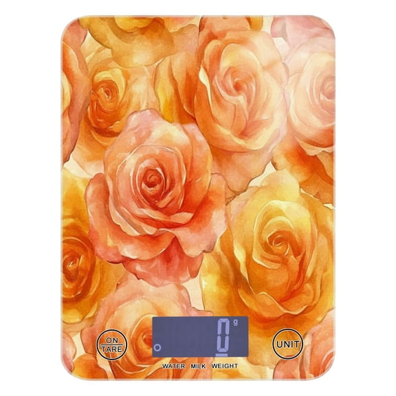 Food Scale Small Food Scale Kitchen Scale Kitchen Electronic Scale Multifunctional Digital Kitchen Scale Baking and Cooking Scale Orange Roses Seamless