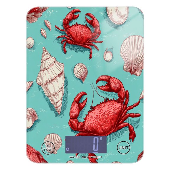 Food Scale Small Food Scale Kitchen Scale Kitchen Electronic Scale Multifunctional Digital Kitchen Scale Baking and Cooking Scale Red Crabs and Shells Art