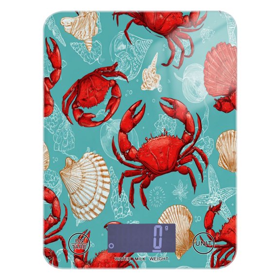 Food Scale Small Food Scale Kitchen Scale Kitchen Electronic Scale Multifunctional Digital Kitchen Scale Baking and Cooking Scale Red Crabs and White Shells
