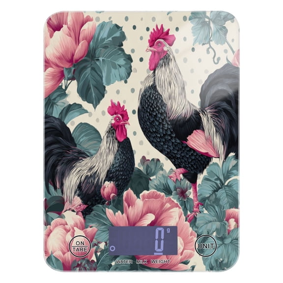 Food Scale Small Food Scale Kitchen Scale Kitchen Electronic Scale Multifunctional Digital Kitchen Scale Baking and Cooking Scale Seamless Pattern Roosters