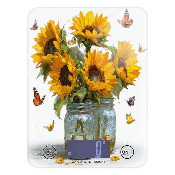 Food Scale Small Food Scale Kitchen Scale Kitchen Electronic Scale Multifunctional Digital Kitchen Scale Baking and Cooking Scale Sunflowers in Glass Jars