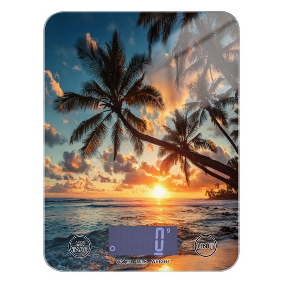 Food Scale Small Food Scale Kitchen Scale Kitchen Electronic Scale Multifunctional Digital Kitchen Scale Baking and Cooking Scale Sunset Beach Palm Trees