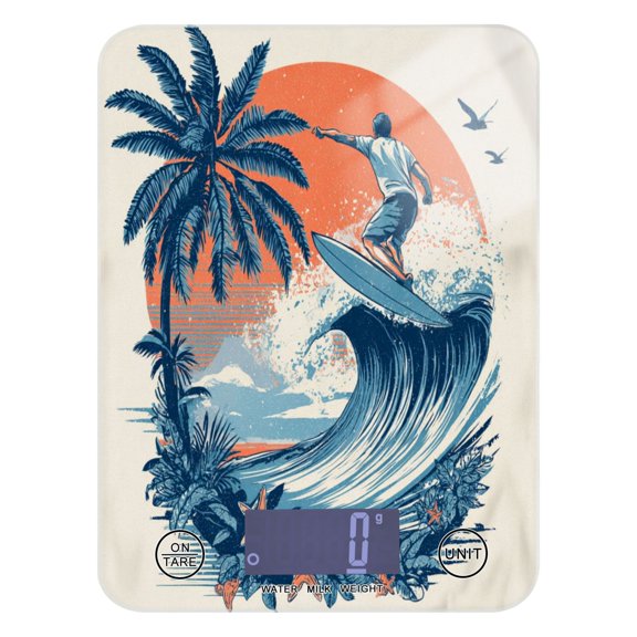 Food Scale Small Food Scale Kitchen Scale Kitchen Electronic Scale Multifunctional Digital Kitchen Scale Baking and Cooking Scale Surfers Palm Tree Waves