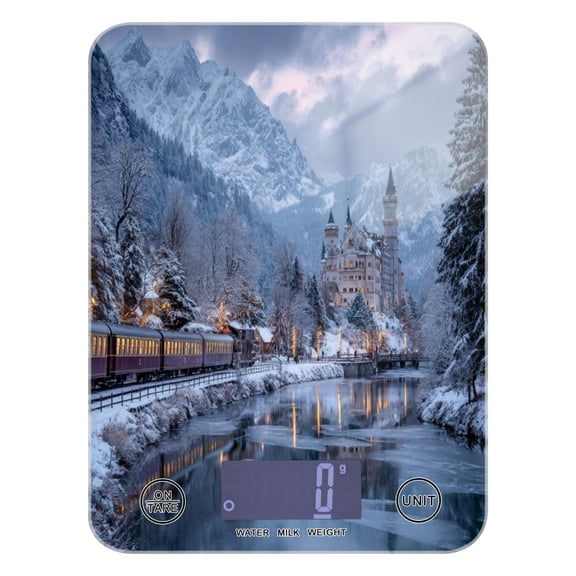 Food Scale Small Food Scale Kitchen Scale Kitchen Electronic Scale Multifunctional Digital Kitchen Scale Baking and Cooking Scale Train Snow Lake Journey