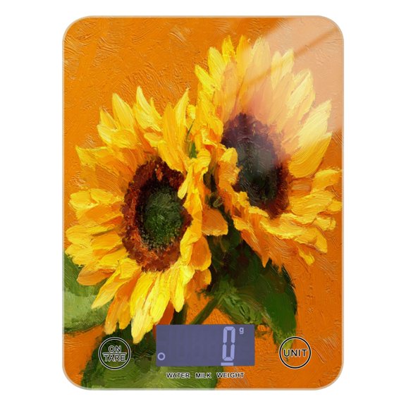 Food Scale Small Food Scale Kitchen Scale Kitchen Electronic Scale Multifunctional Digital Kitchen Scale Baking and Cooking Scale Vibrant Yellow Sunflowers