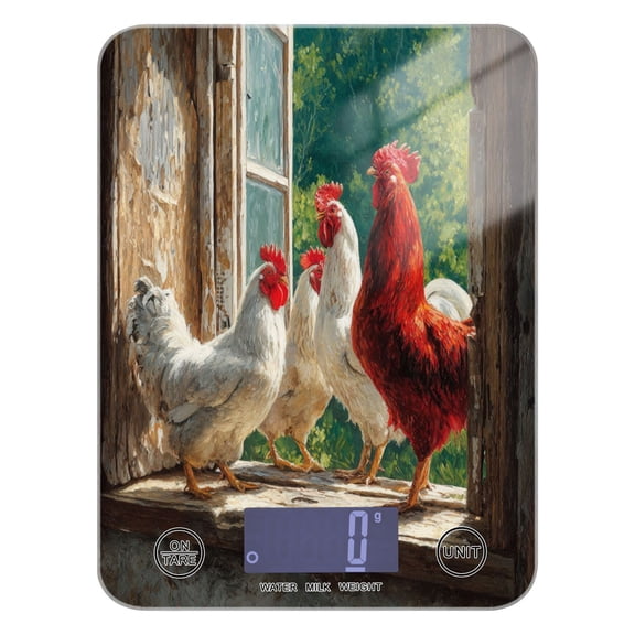 Food Scale Small Food Scale Kitchen Scale Kitchen Electronic Scale Multifunctional Digital Kitchen Scale Baking and Cooking Scale White Chickens on Windowsill