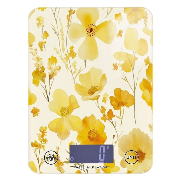 Food Scale Small Food Scale Kitchen Scale Kitchen Electronic Scale Multifunctional Digital Kitchen Scale Baking and Cooking Scale Yellow Flowers Seamless