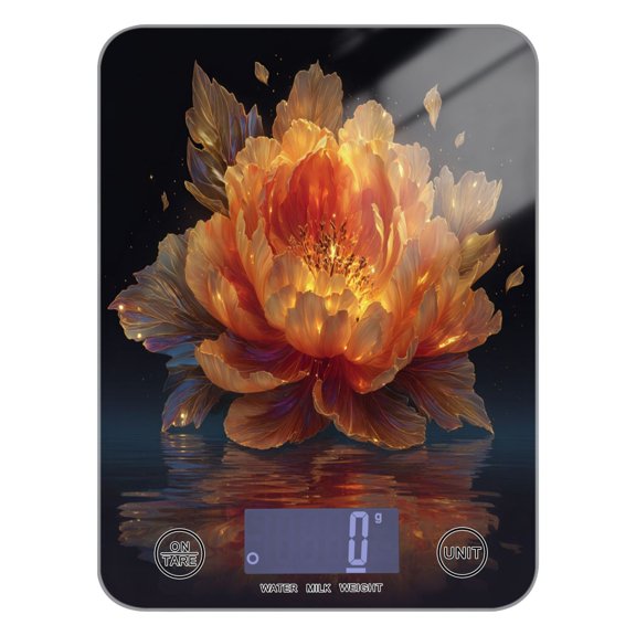 Food Scale Small Food Scale Kitchen Scale Kitchen Electronic Scale Multifunctional Digital Kitchen Scale Baking and Cooking Scale Orange Peony Flower