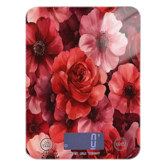Food Scale Small Food Scale Kitchen Scale Kitchen Electronic Scale Multifunctional Digital Kitchen Scale Baking and Cooking Scale Vibrant Red Flowers