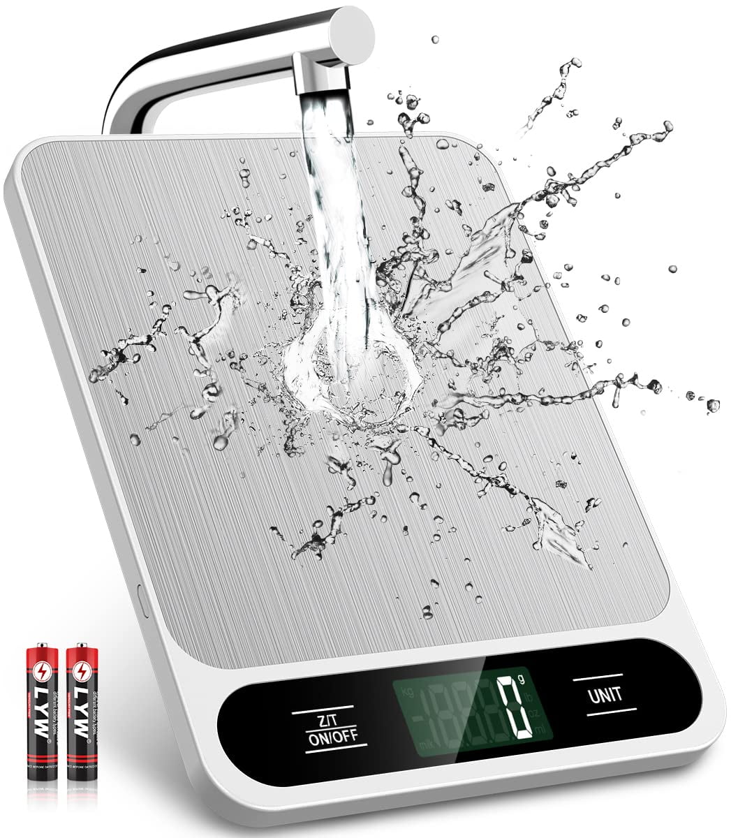 Food Scale White, 22lb/10kg Digital Kitchen Scale Grams and oz for Baking Cooking and Weight Loss, 1g/0.04oz Precise Graduation, Easy Clean Stainless Steel