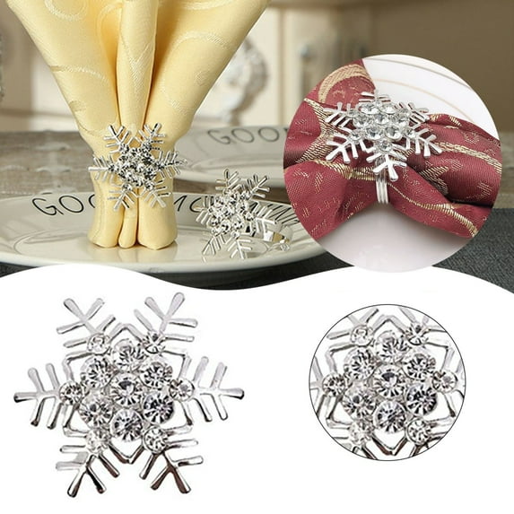 Food Sealer,3D Snowflakes Hanging Decoration Ornaments Indoor Holiday Decorations 6Pcs Snowflake Napkin Rings Table Buckle Holder