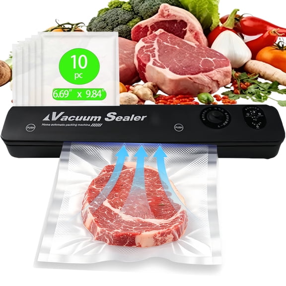 Food Sealer Vacuum Sealer Machine , Wet & Dry Dual Food Vacuum Sealer Machine for Sous Vide and Long-Term Storage,,Includes 10 Pre-Cut Bags