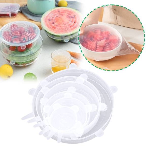 Food Sealing Lids, Household Food Grade, Bowl Covers, Heat Resistant Transparent, for Kitchen Storage, Universal Container Lids | White KTFgvq