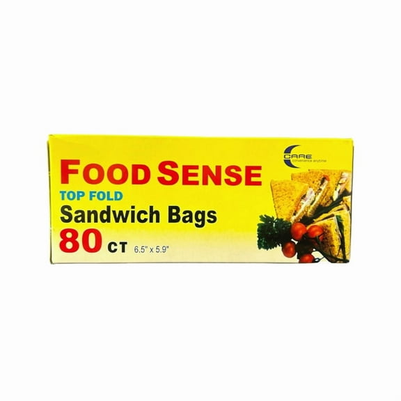 Food Sense Top Fold Sandwich Bags, 6.5 in x 5.9 in, 80 Count (pack of 2)