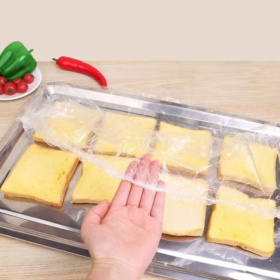 Food Service Wrap Roll , Clear Food Safe Cling Film For Kitchen Food Storage And Freshness With Precut Sizes For Standard 6 Sizes Of Kitchen Trays 50 Count Total Fits