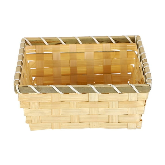 Food Serving Basket Bread Basket Snacks Egg Sundries Multipurpose Storage Basket Bamboo Storage Bin for Countertops Office Bathroom Cabinets 19cmx19cmx7cm
