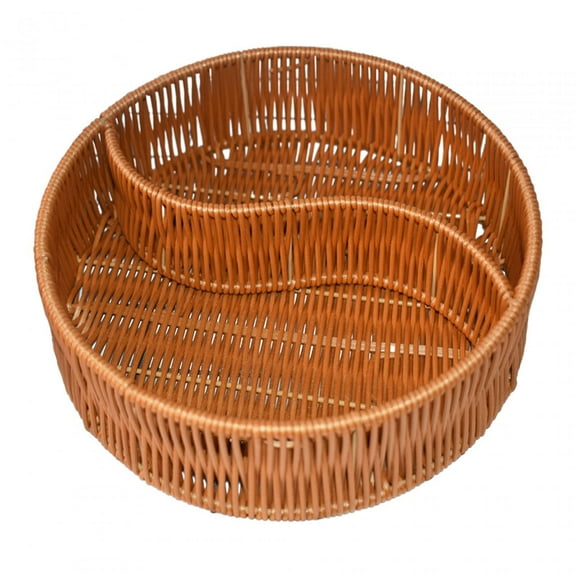 Food Serving Basket, Divided Basket Organizer, Multifunctional Handwoven Storage Tray, Woven Fruit Basket for Kitchen Livingroom Picnics Vanity Round S Type