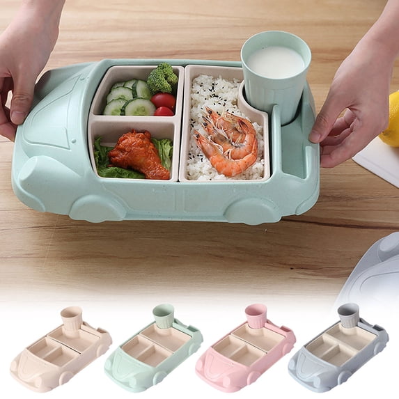 Food Serving Bowl, Divided Tableware, Lightweight Fiber Split Tray Car Shaped Design, Portable Daily Catering Supplies For Indoor Meals, Car Use, Snack Serving