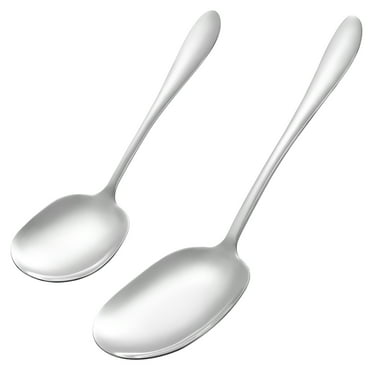 Food Serving Spoons 2PCS Stainless Steel Serving Spoons for Dinner Catering (9.72X2.83X0.2Inch)