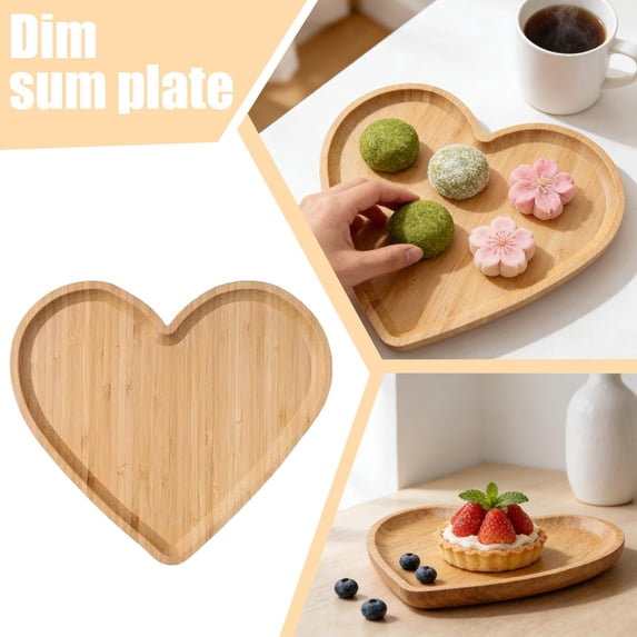 Food Serving Tray, Heart Shaped Charcuterie Board, 15X13 in, Wooden Serving Trays, Trays for Serving Food, Date Night Occasions, Light Tan, 1 Pc