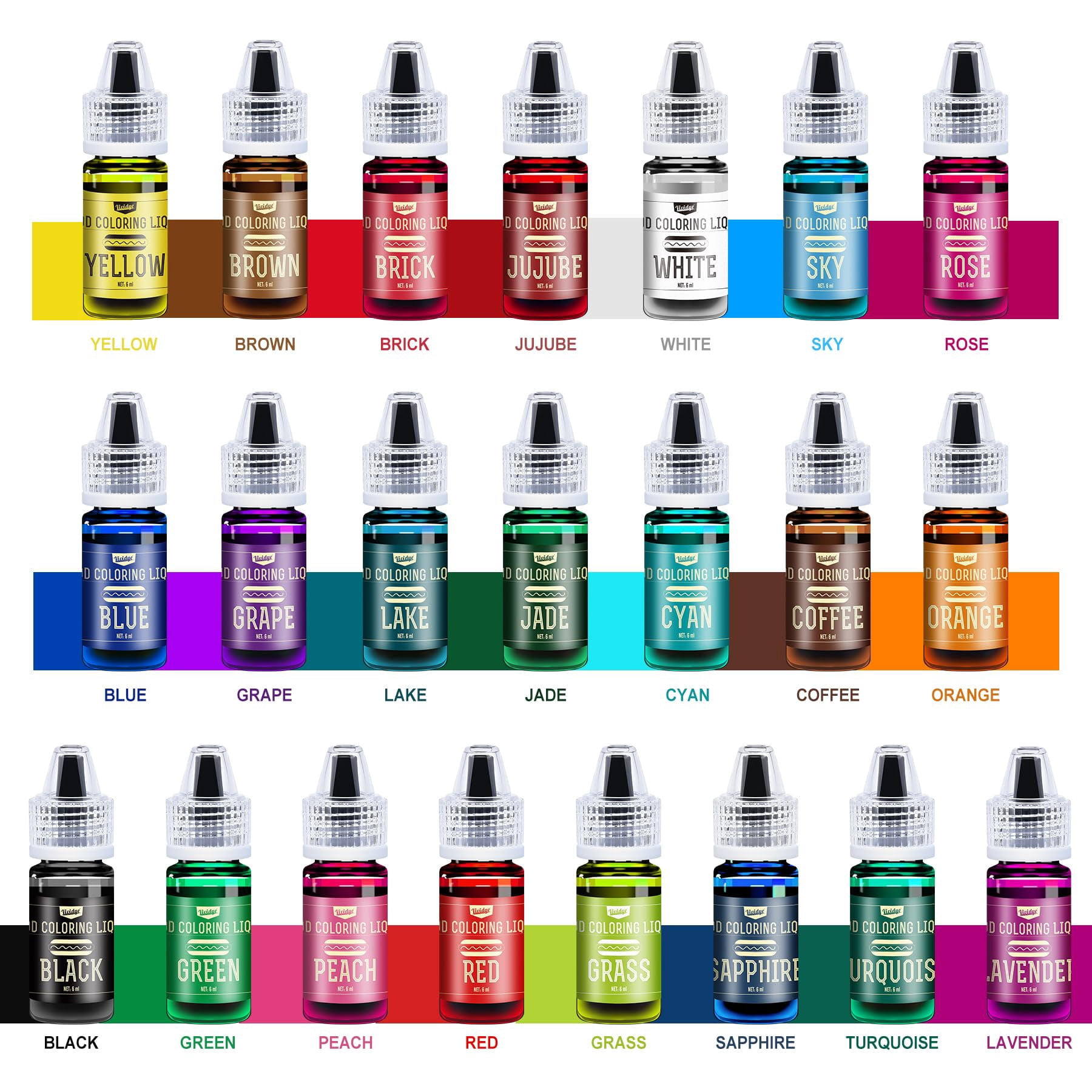 Food Set SCH4- 22 Vivid Colors Food Set for Baking, Cake Decorating, Cookie, Fondant and Macaron - Liquid Tasteless Food Color Dye for DIY Slime Making and Crafts - .25 fl. oz. Bottles