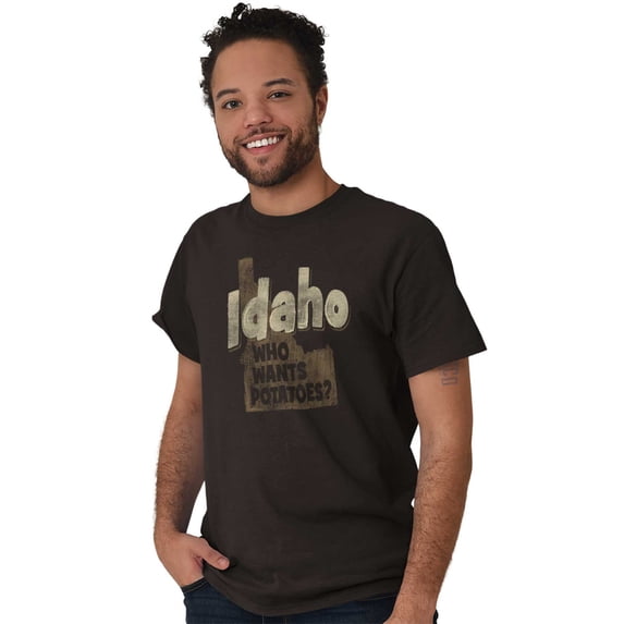 Food Short Sleeve T-Shirt Tees Tshirts Idaho Who Wants Potatoes Vintage ID Souvenir