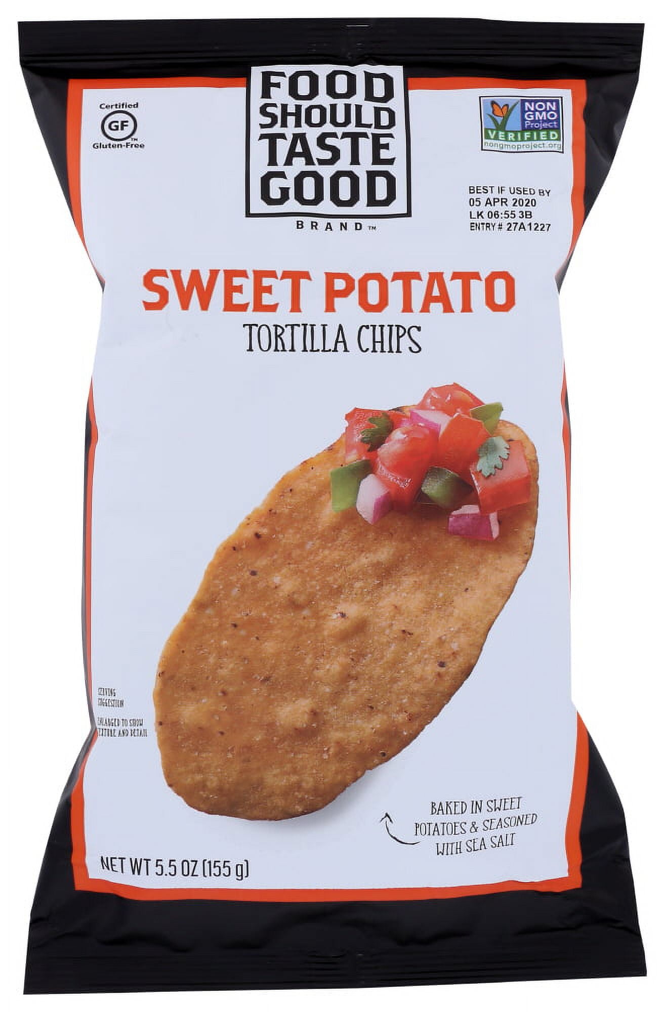 Food Should Taste Good Sweet Potato All Natural Tortilla Chips, 5.5 oz, (Pack of 12)